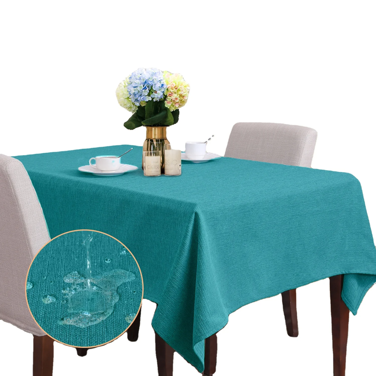 Изготовление на заказ 51*87 дюймов 130*220 см озерно-голубой продолговатые сплошной цвет белье 320gsm синий скатерти