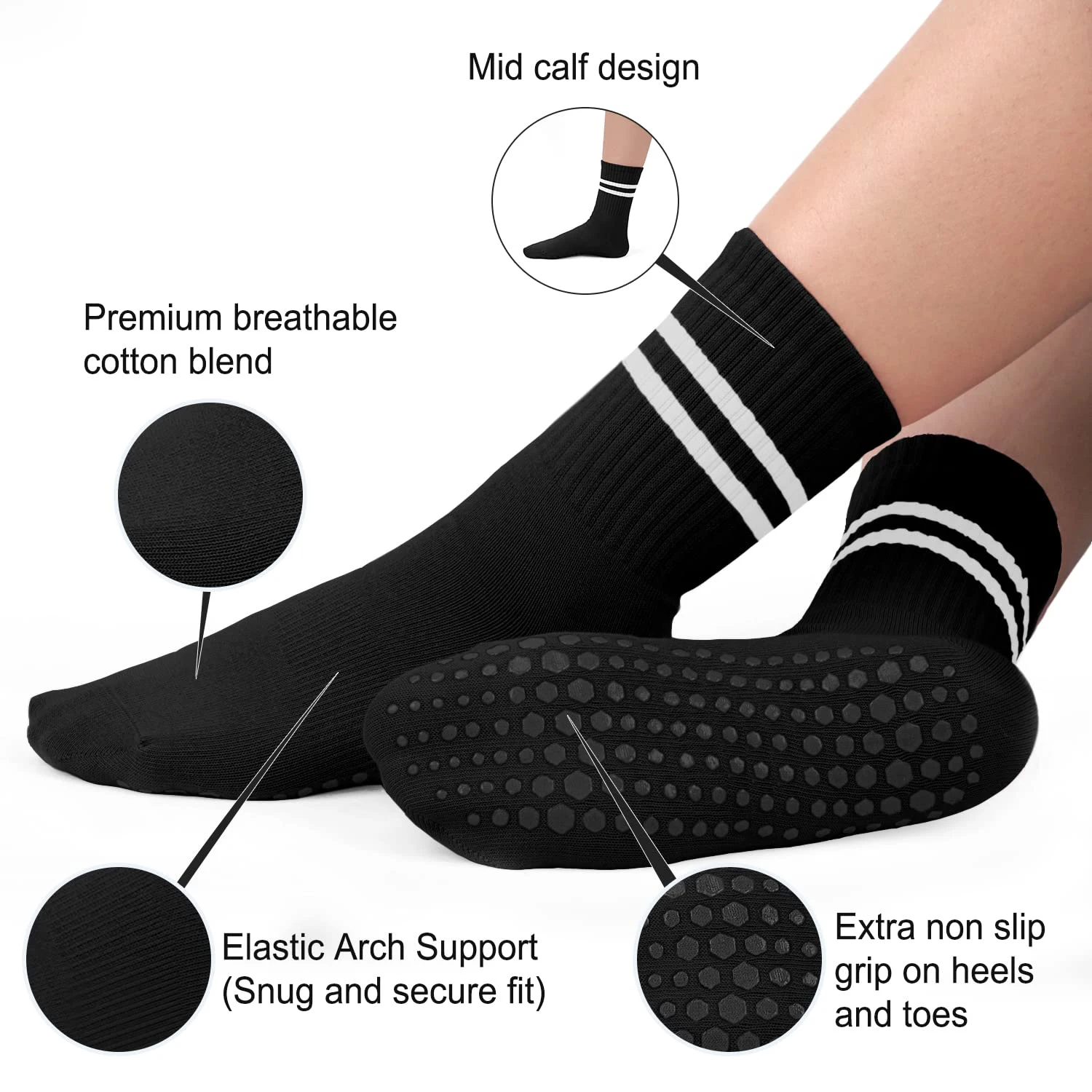 free sample Non-slip grip socks for pilates custom logo girls yoga socks white grip gym socks