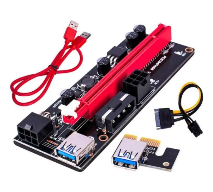 New VER009 USB 3.0 PCI-E Riser VER 009S Express 1X 4x 8x 16x Extender Riser Adapter Card SATA 15pin to 6 pin Power Cable