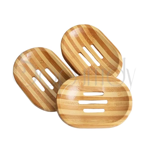 Custom Engraved Logo Printed Eco Friendly Biodegradable Natural Organic Bamboo Bathtub Bathroom Soap Tray Holder Dish