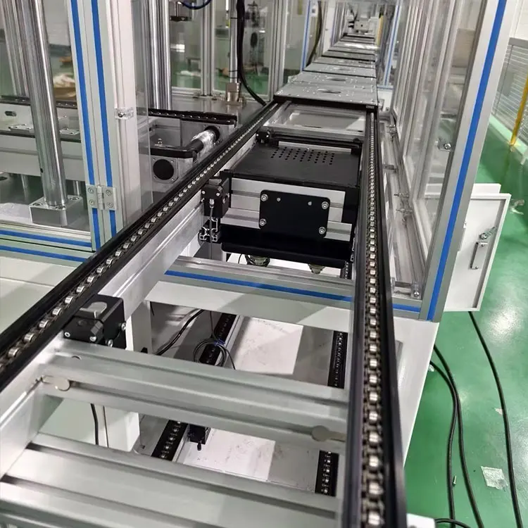 Langle Production Conveyor Systems Speed Free Flow Chain Line Assembly System for Pallet Transfering