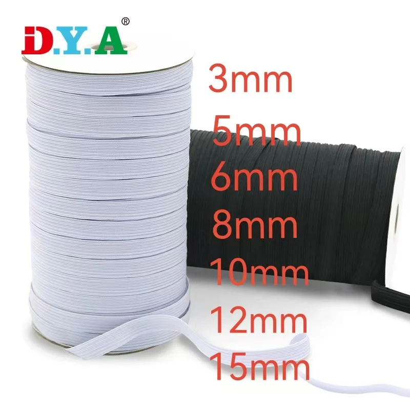 Custom 3mm 5mm 6mm 8mm 10mm 12mm 15mm 20mm Flat Braided Elastic Band for Clothing Accessories