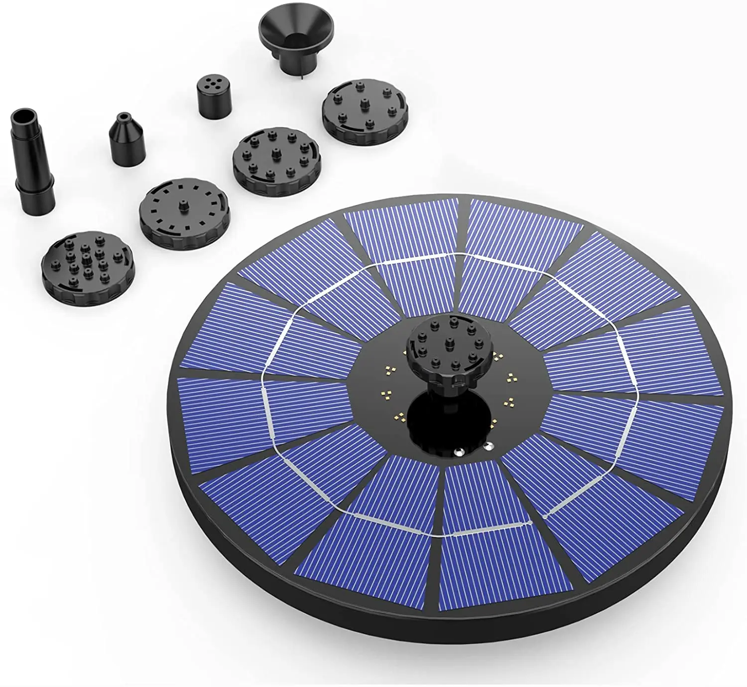 3.5W Solar Fountain Pump Built-in 1500mAH Battery Solar Bird Bath Fountain Pump with 6 Nozzles
