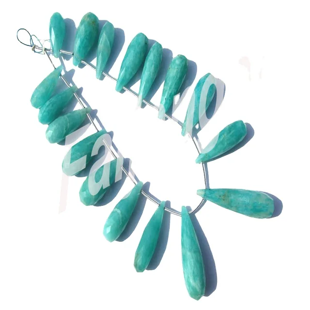 Natural Amazonite Faceted Long Drops Beads Wholesale lot Beads gemstone Amazonite Faceted Drop  beads jewelry AAA+ quality Ik148