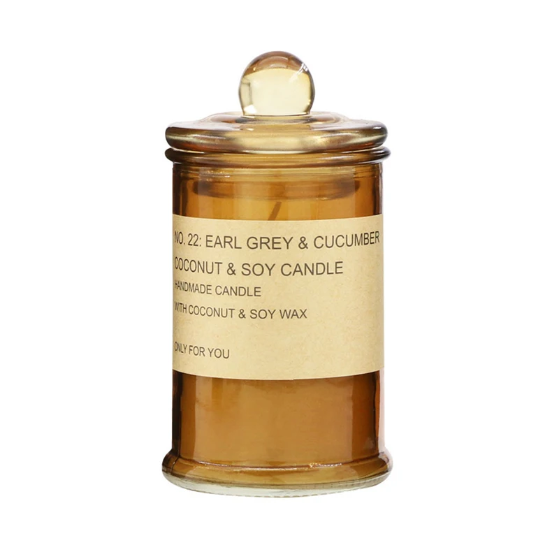 Customized LOGO Private Label Amber Glass Jar Essential Oil Aroma Scented Candles, Amber Glass Coconut Wax Scented Candles