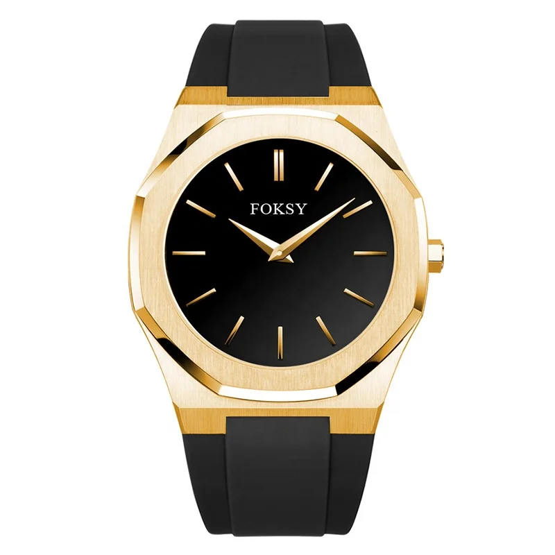 OEM High Quality Stainless Steel Minimalist Silicone Strap Japanese Movement Fashion Quartz Watch For Men