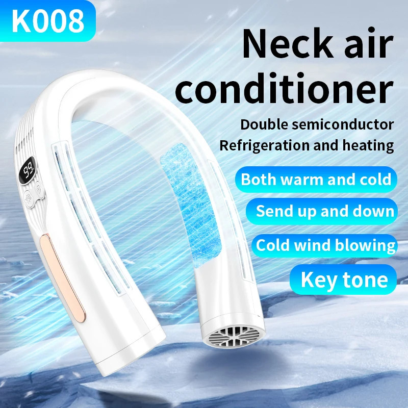 2023 newest Portable Wearable Hanging neck air conditioner fan Outdoor Sport Leafless Hands-free Mini Neck Fan K008