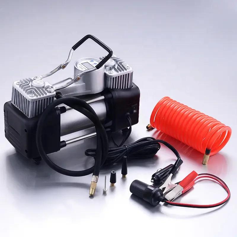 High quality heavy duty double cylinder tyre inflator portable mini electric air pump dc 12v car air compressor tire inflators