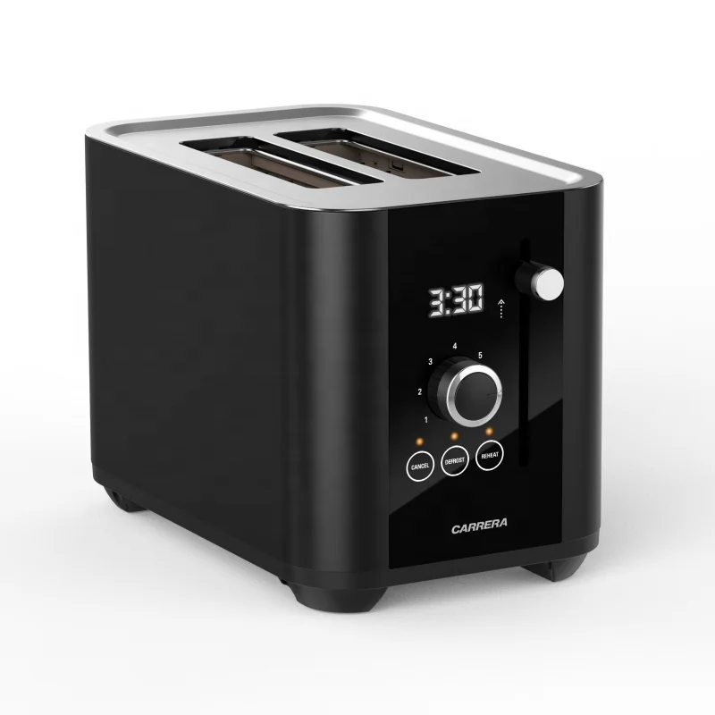 Stainless steel housing LED display touch screen toaster 2 slice digital timer bun toaster sandwich toaster