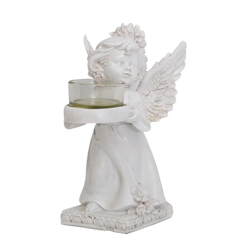 Decorative Angel Candlestick Poly Resin Candle Holder Candle Stand for LED & Wax Candles for Christmas