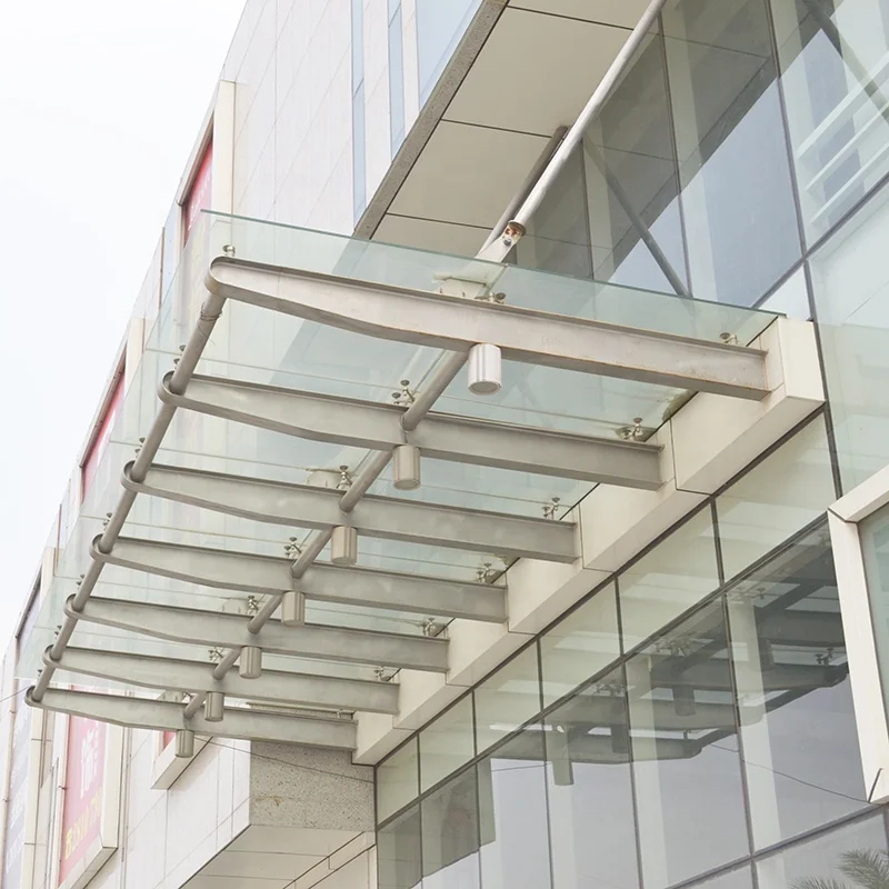 Commercial Aluminum Sun Shade Tempered Glass Canopy for Front Door Awnings