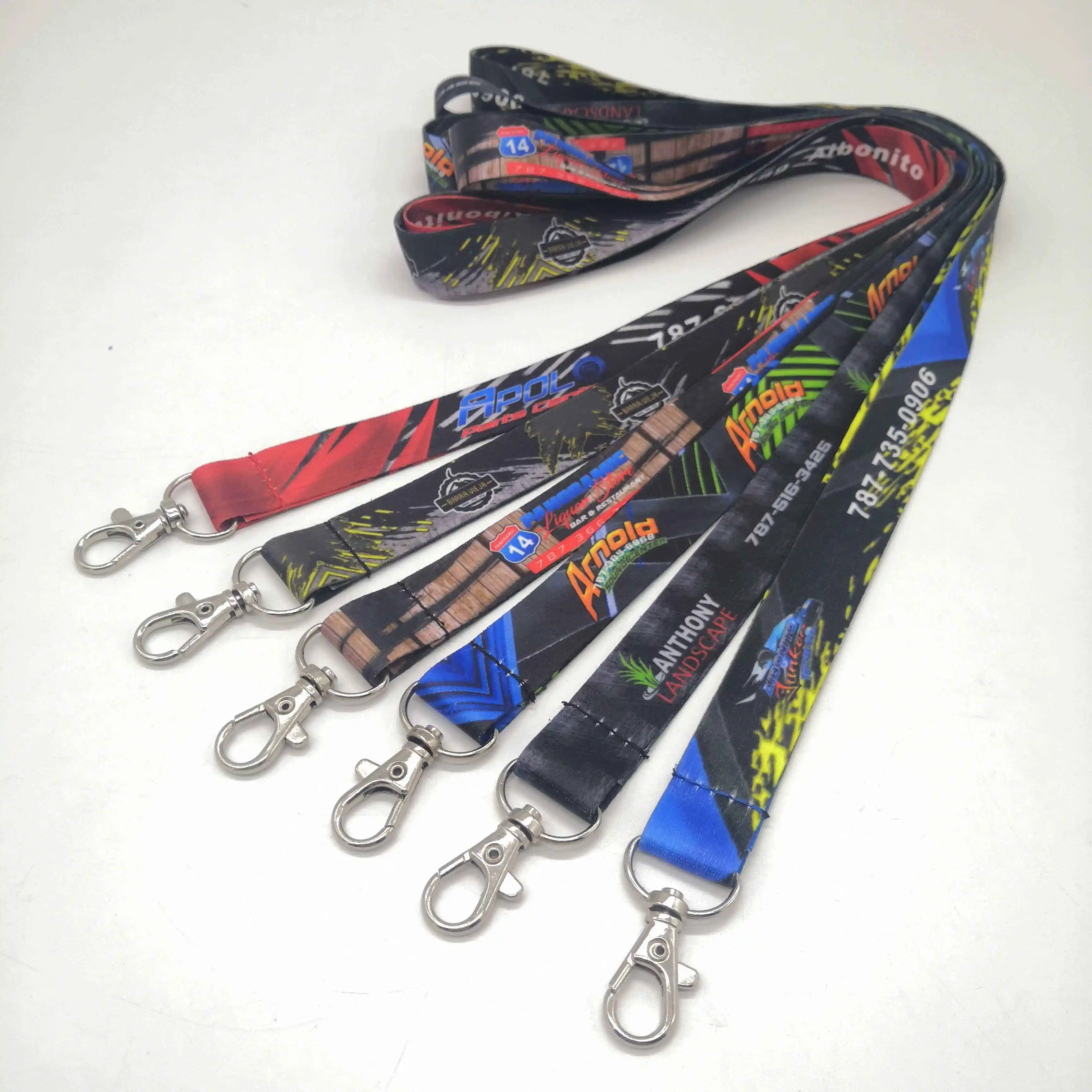 Custom lanyards high quality polyester phone printed design sublimation woven wrist lanyard with logo custom strap keychain