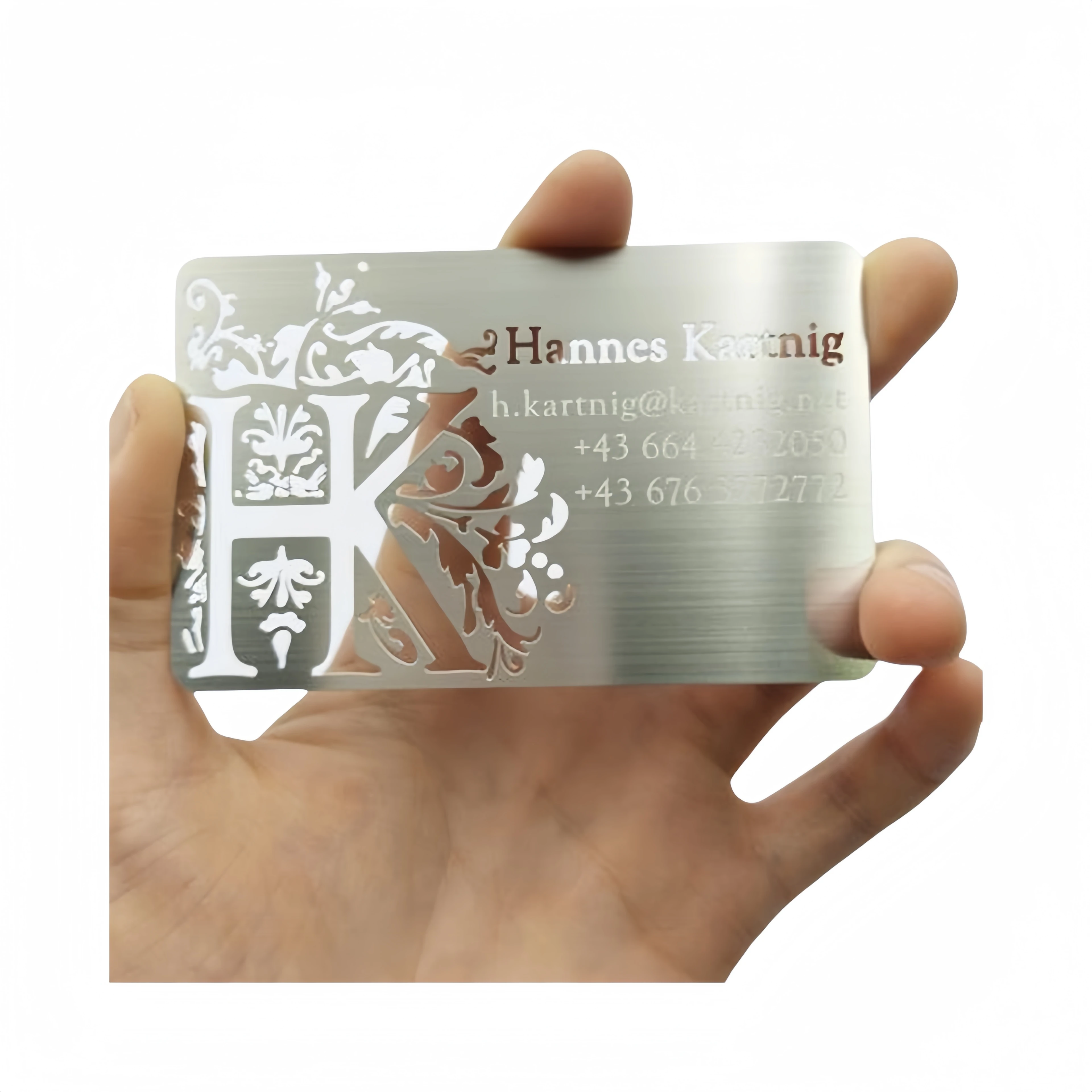 Лазерная резка производитель пользовательская печать из нержавеющей стали Черный Металл визитная карточка персонализированные