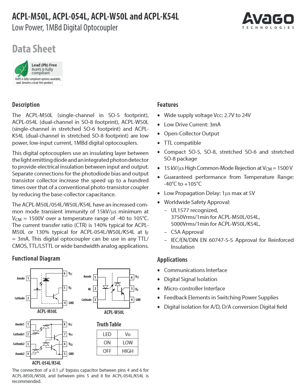 E-TAG ACPL-M50L-500E OPTOISOLATOR 3.75KV TRANS 5-SO Integrated circuit Electronic components IC ACPL-M50L-500E