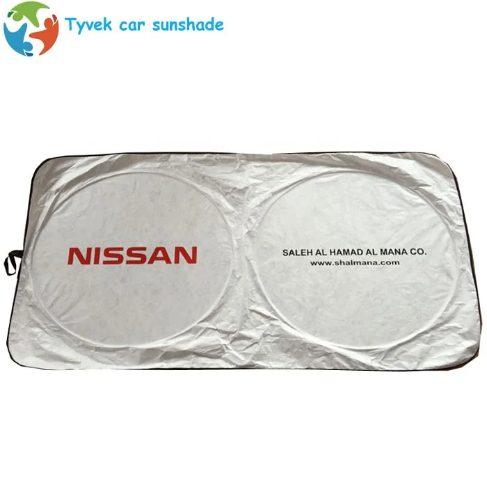 Personalized tyvek car windshield sunshade in white color