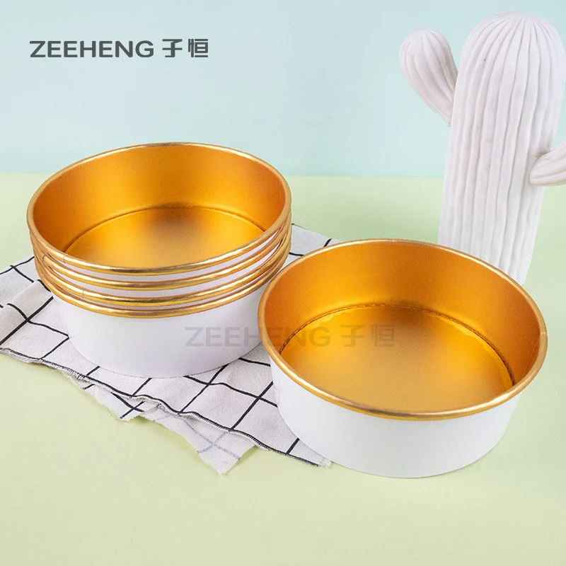 Food grade logo printed gold foil salad bowl takeaway soup cup