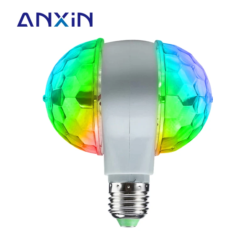 E27 double head Disco stage light 6w rgb led full color rotating lamp double side crystal magic ball