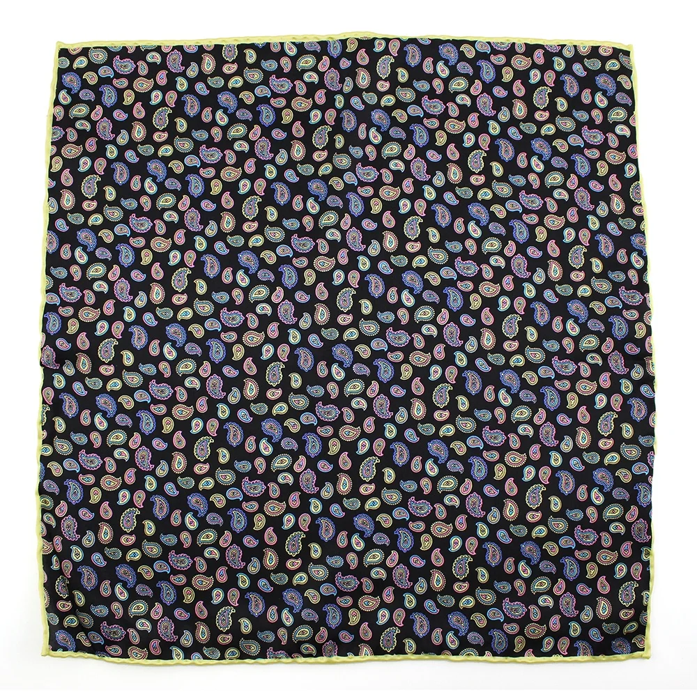 China Wholesale Women Girls Bag Bandanas Hair Wrap Custom Printing 100% Silk Crepe Satin Small 53CM Paisley Square Scarf