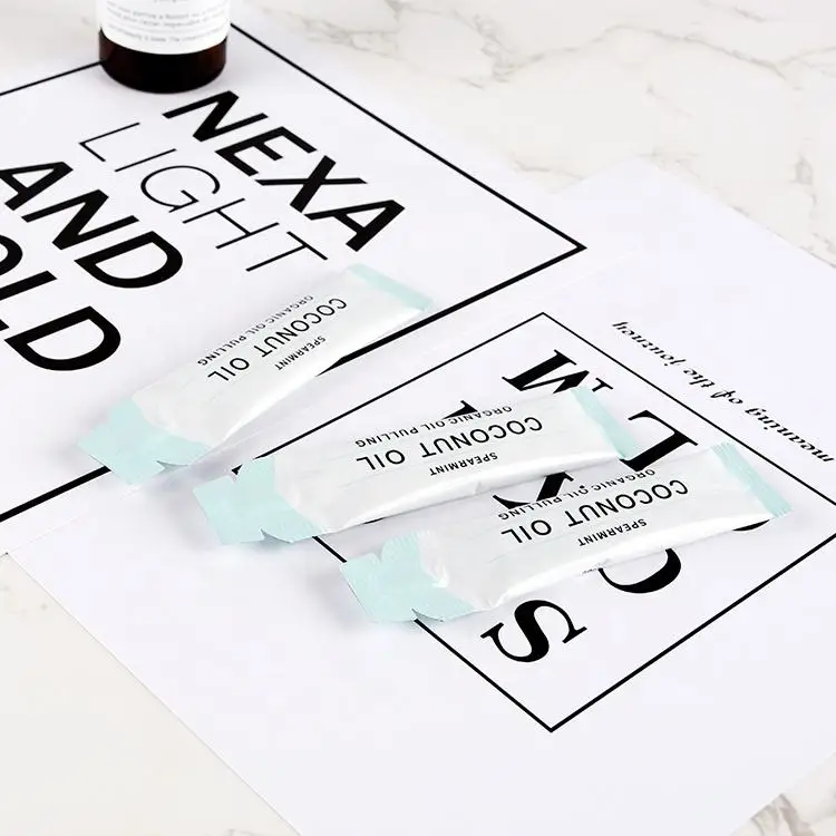 10ml Natural Teeth Whitening Products Mouthwash Packet Oil Pulling Sachet Spearmint Coconut Oil Organic Oil Pulling Mouthwash