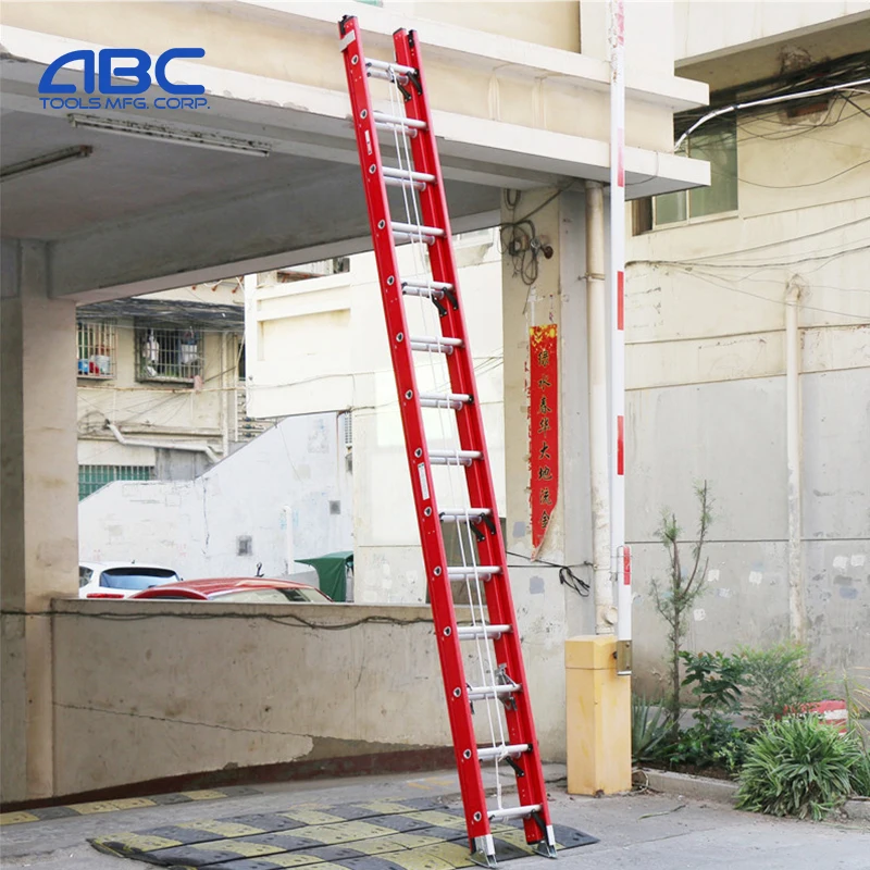 Type II IA fiberglass straight posting  multi section extension ladder for use around electricity
