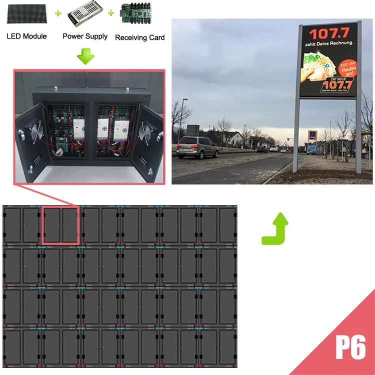 Панель СВЕТОДИОДНЫХ экранов P6 RGB Коммерческая панель дисплея с полноцветными светодиодными модулями SMD