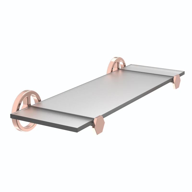 Elegant rose gold and black color glass shelf