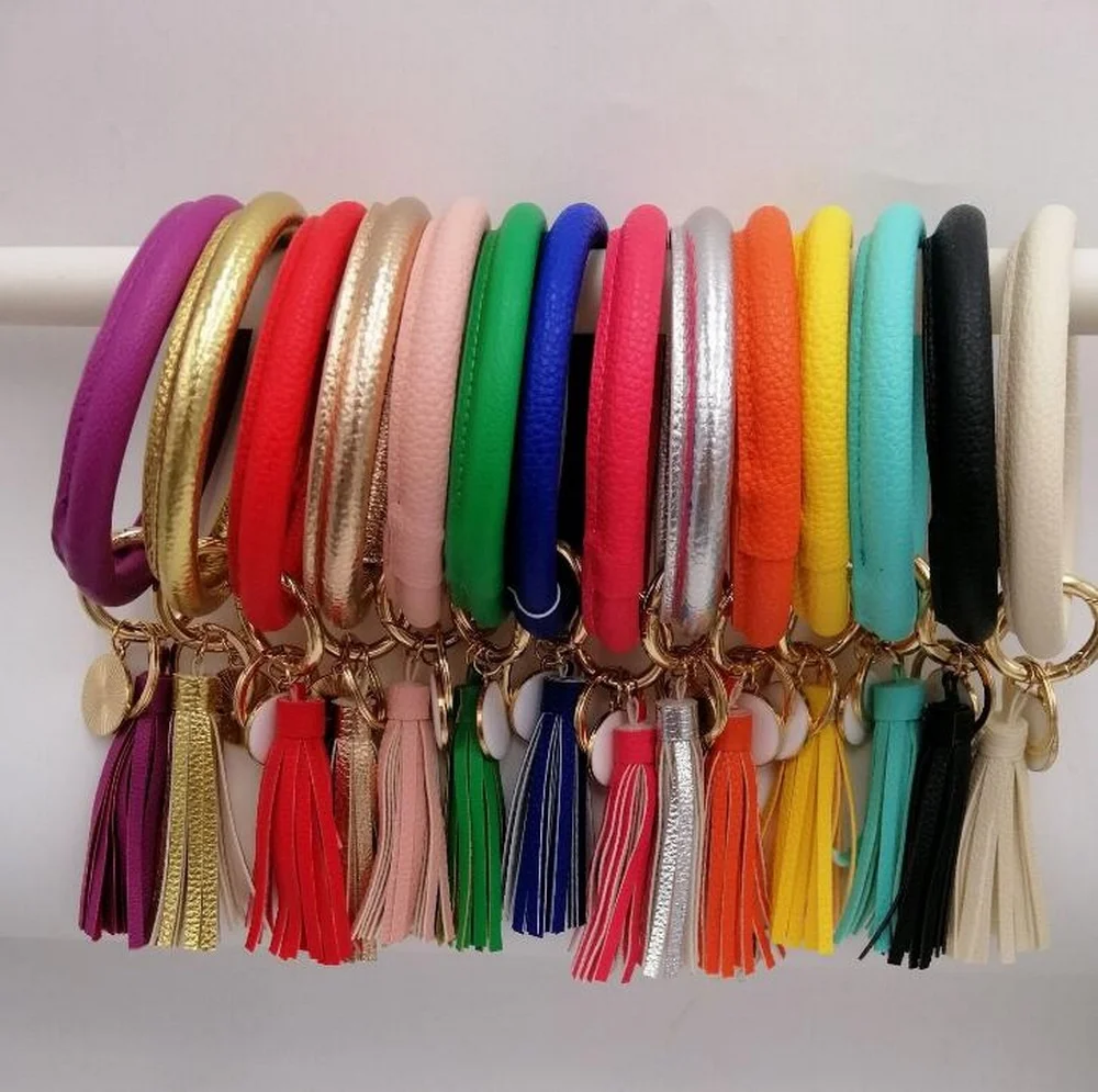 Персонализированный пользовательский принт, оптовая продажа, кожаный браслет, брелок