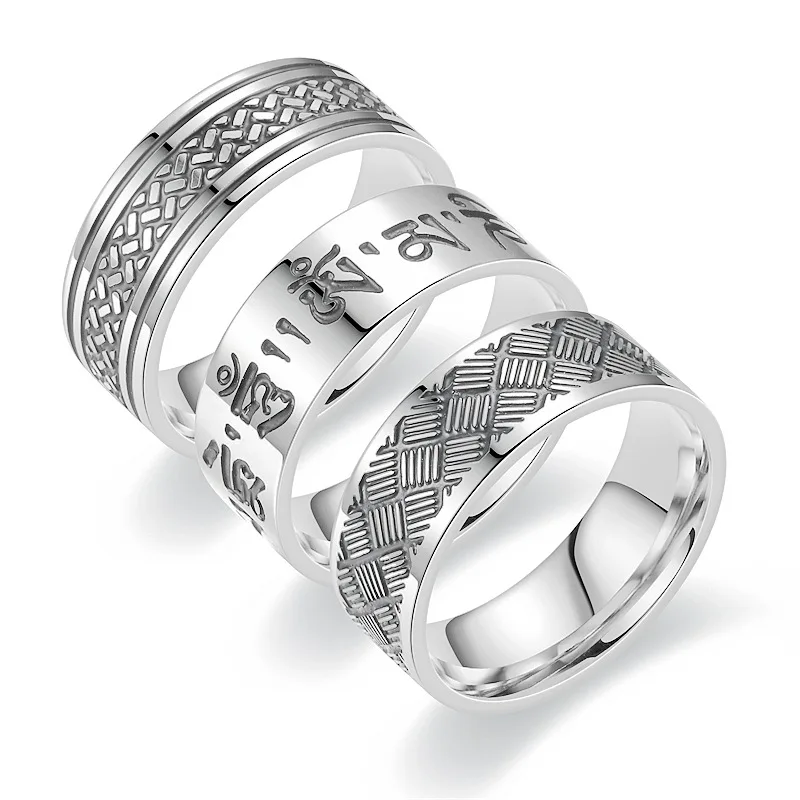 2023 New Punk Style Vintage Stainless Steel Rings Jewelry for Women Men No Fade Verses Letter Fish Scale Engraving Rings