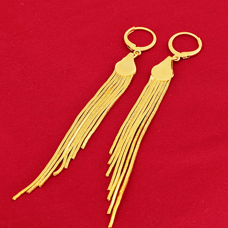 Кисточкой Серьги 18k позолоченные длинные металлической цепью серьги в виде капель минималистском стиле Huggie Обруч с бахромой