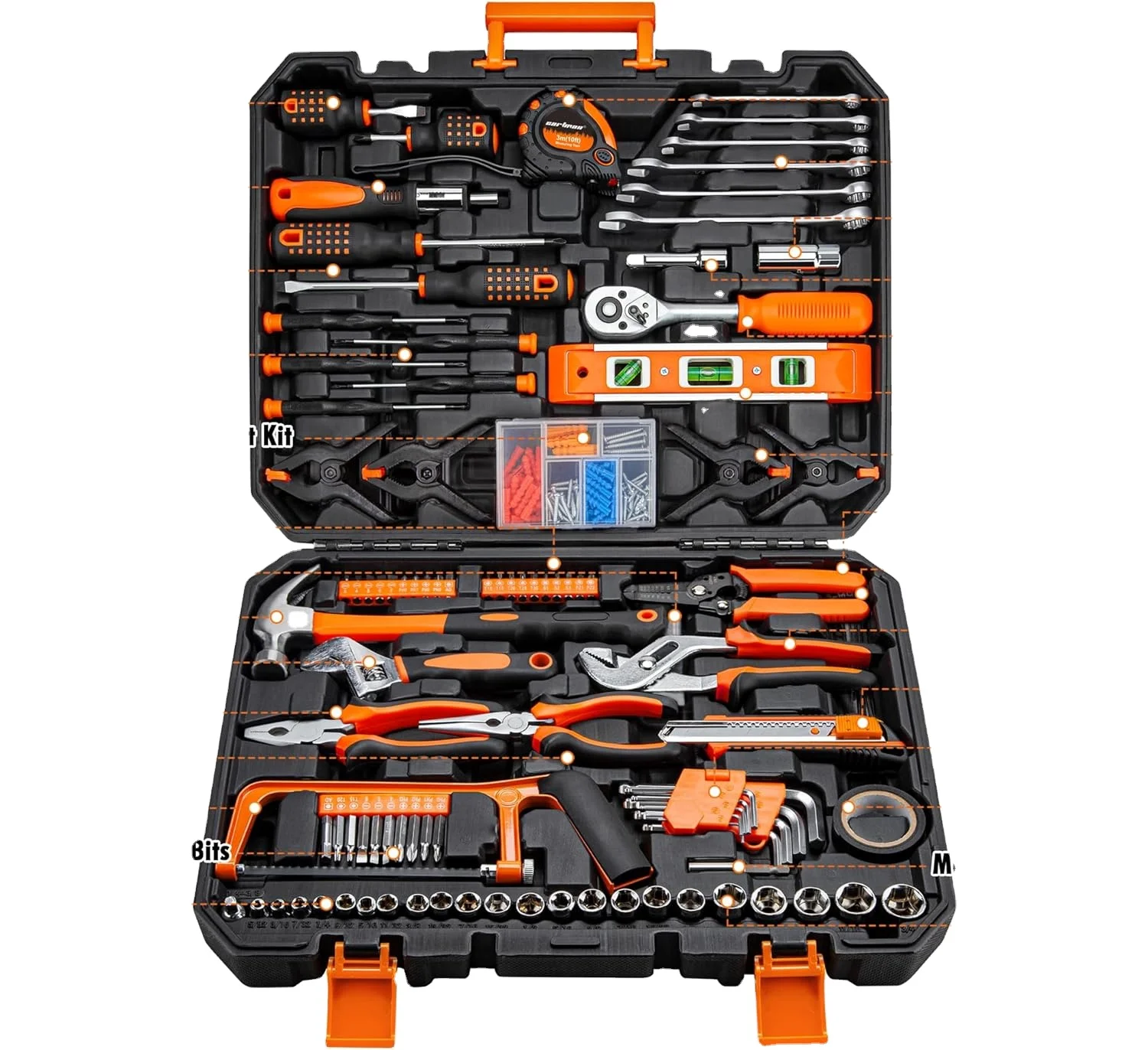 Peaktop 238 Piece Socket Wrench Set Torque Wrench Tool Set Car Repair Tools Auto Bumper Repair Tools