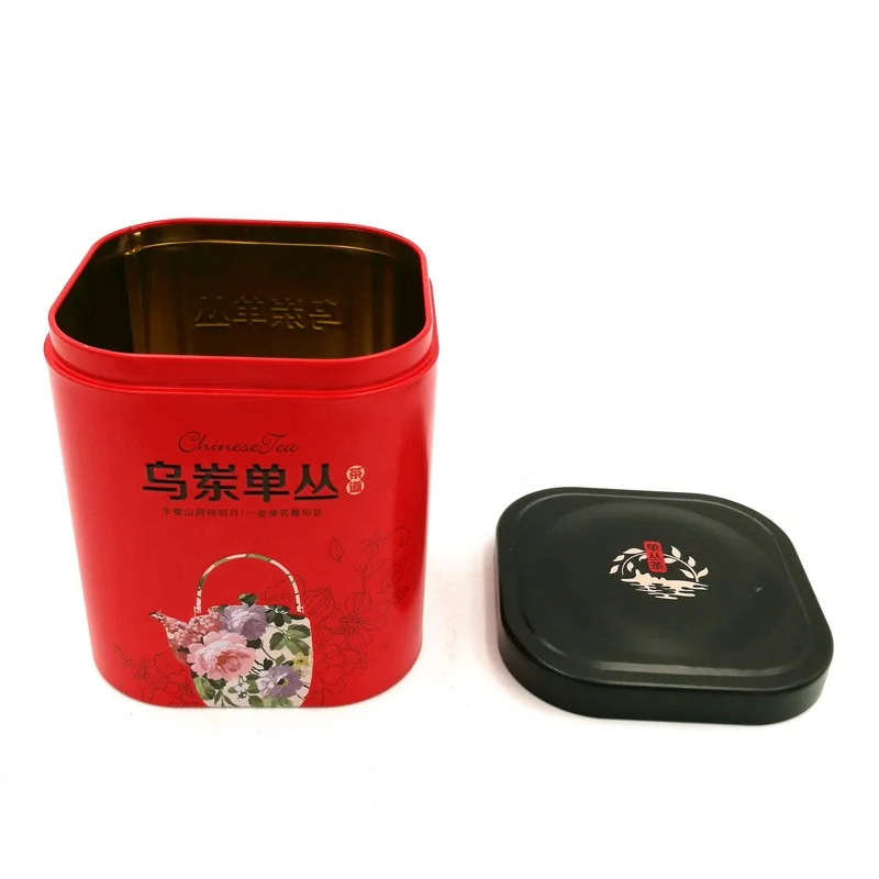 Big chamfer Chinese style square tea container tin