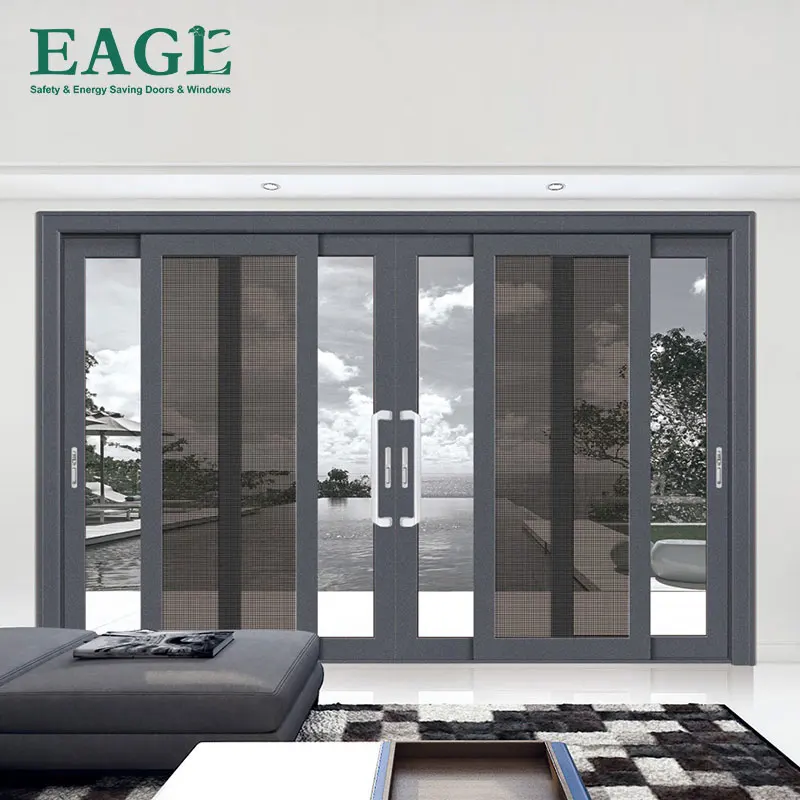 Wholesale Price Modern Design Powder Coated Aluminium Frame Patio Door Aluminum Double Glass Sliding Door