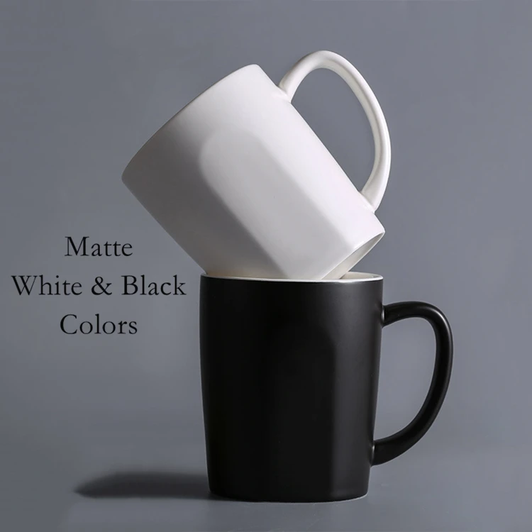 Custom Large Modern 13 oz Cup Nordic Matte White Black Ceramic Coffee Mug with Bamboo Lid
