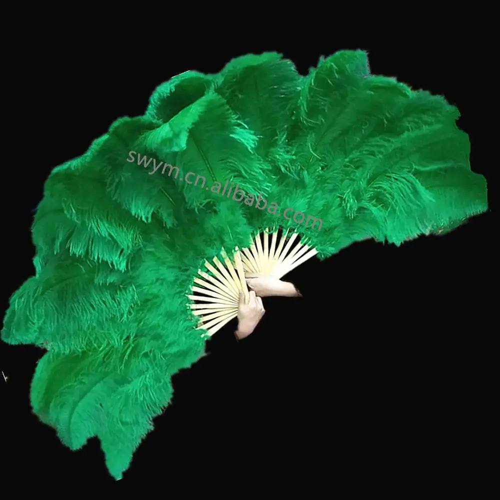 Top Quality Cheap 70cm*100cm Handmade Ostrich Feather Folding Fan for Wedding/Dancing