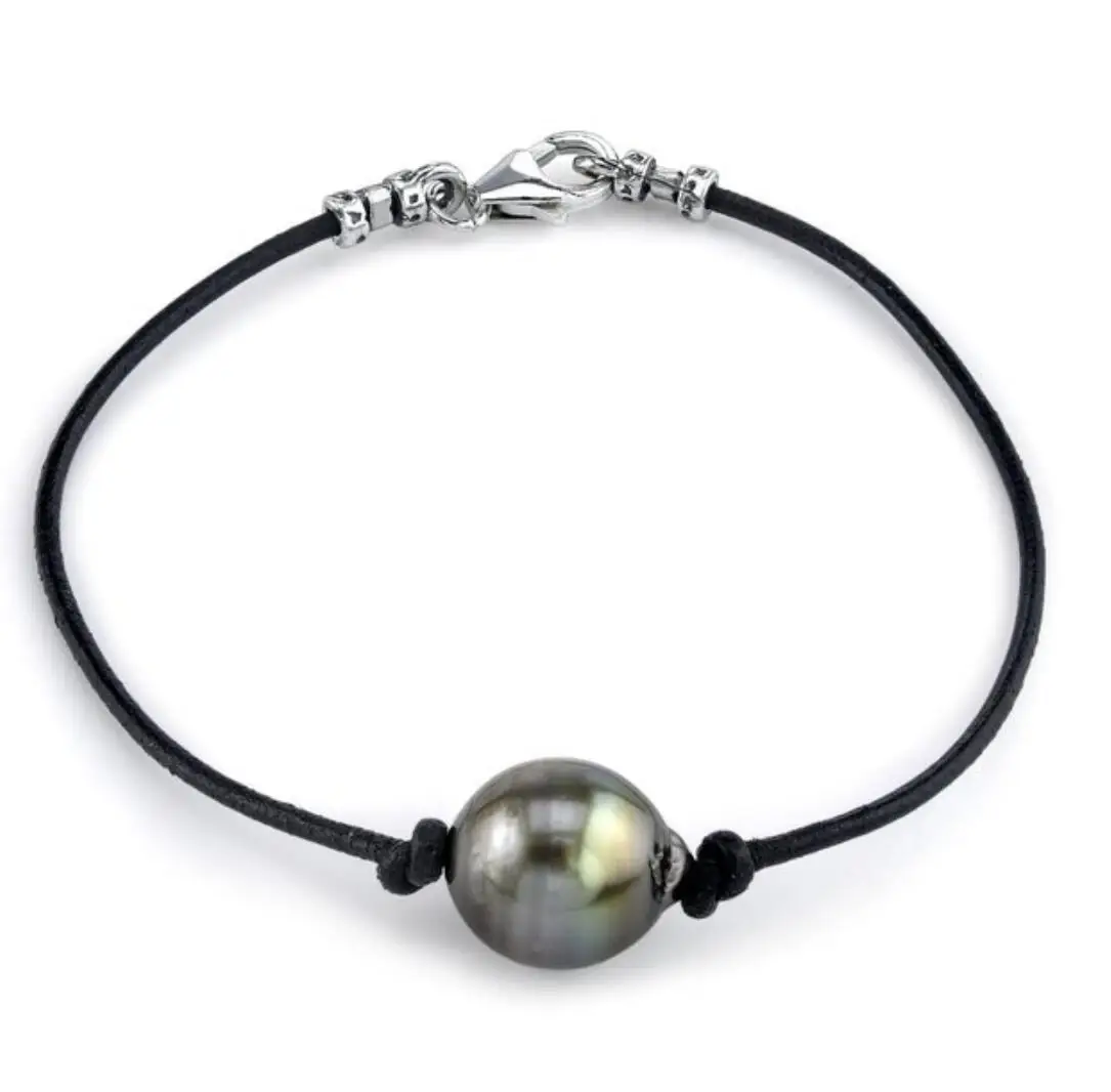 Full Customization Braided Leather Tahiti Pearl Bracelet Men
