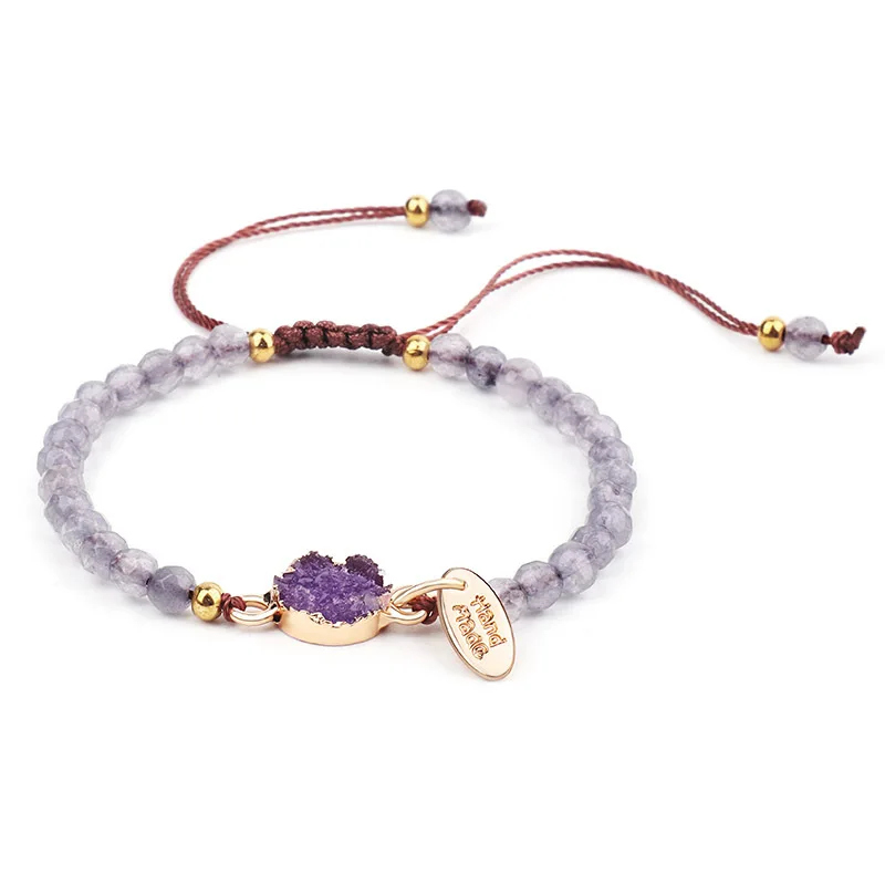 Natural Stone Precious Gemstone Crystal Adjustable Braided Healing Power Bracelet