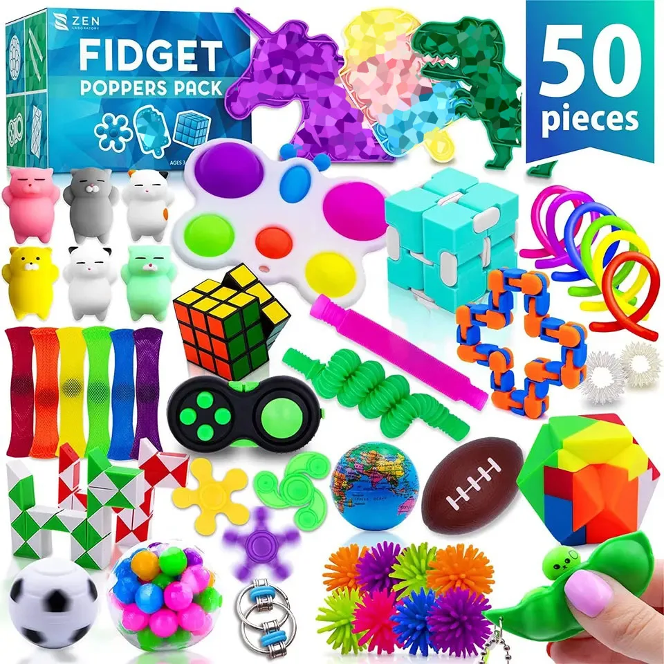 Factory wholesale  50 Pcs Anti Stress Squeeze Toys Sensory Christmas Fidget toys Pack Set Fidget Toy Advent Calendar