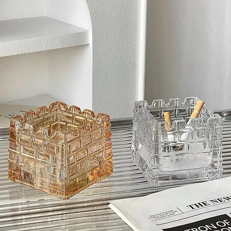 Creative Personality Trend Light Luxury Ornaments Fashion Glass Advanced Castle Ashtray Household Living Room Office Ashtray
