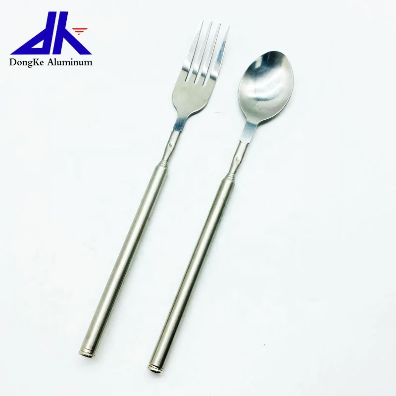 Extension Camping Forks And Spoons BBQ Tool Stainless Steel Telescopic Pole For Outdoor Picnic Family Party