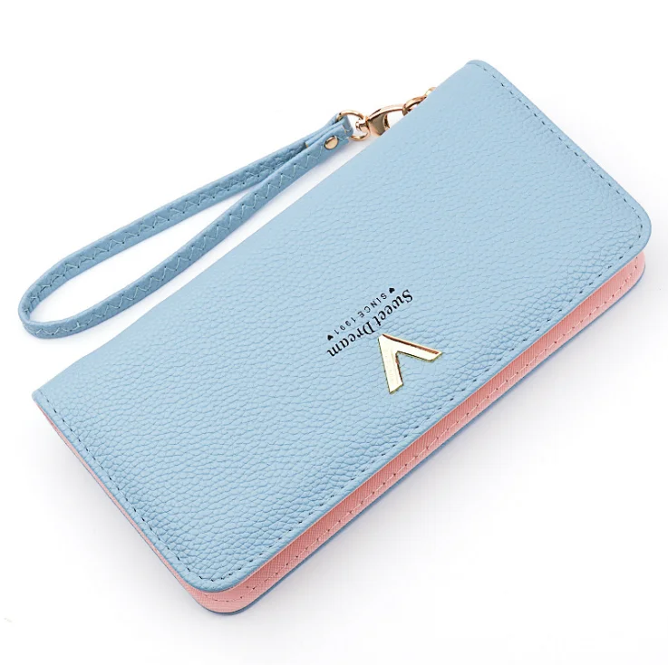 Factory Wholesale Fashion PU Leather Women Long Card Wallet