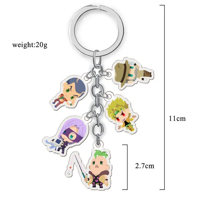 Anime JOJO Bizarre Adventure Key Chain Acrylic Character Figure Kujo Jotaro Pendent Keyring For Collection Gift