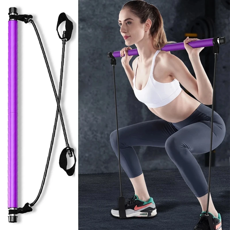 Home Fitness Equeipment Pilates Bar Kit Portable Resistance Bands Yoga Pilates Stick Kit Yoga Stretch Hip Training Sit Up