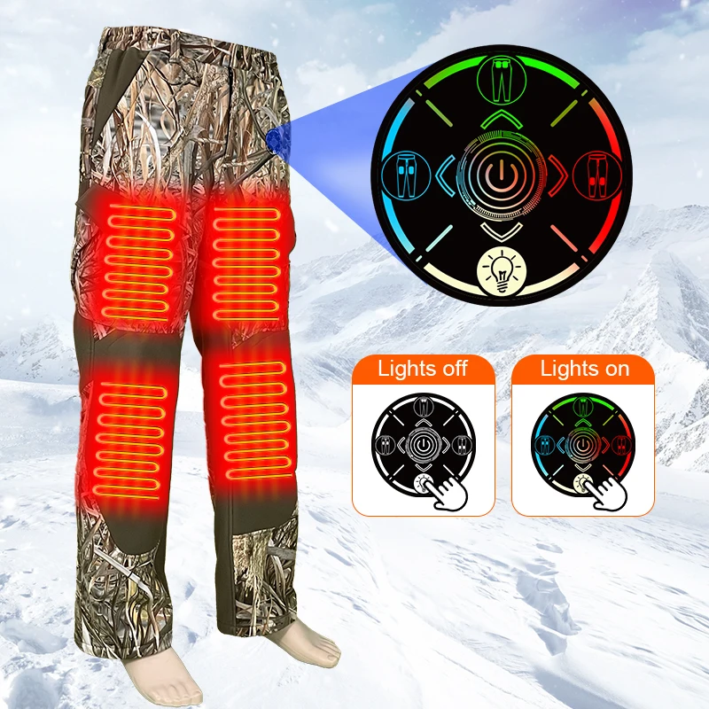 Custom Outdoor Winter ski Battery Heated Hunting Pants Camo Trousers Mens Womens Fishing Skiing Warm Rechargeable Heated Pants