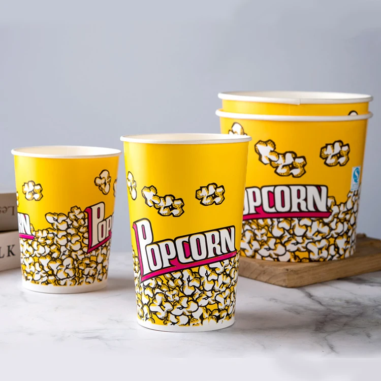Big Popcorn Cups Disposable Paper Snack Takeout Buckets Dry food Containers