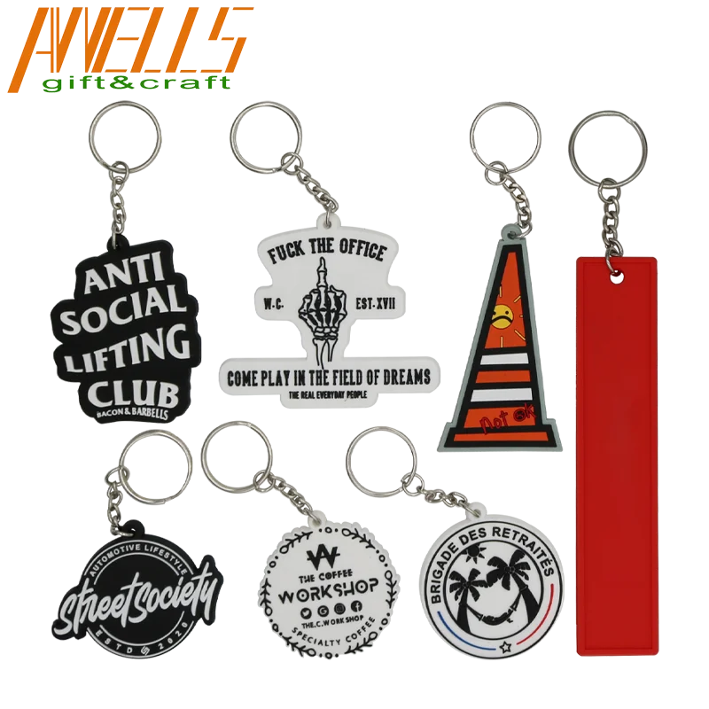 Woman Men Bag Charm Accessories Key Tag PVC Plastic Rubber Key Rings Pendant Gifts Cartoon Cute PVC Figure Keychain