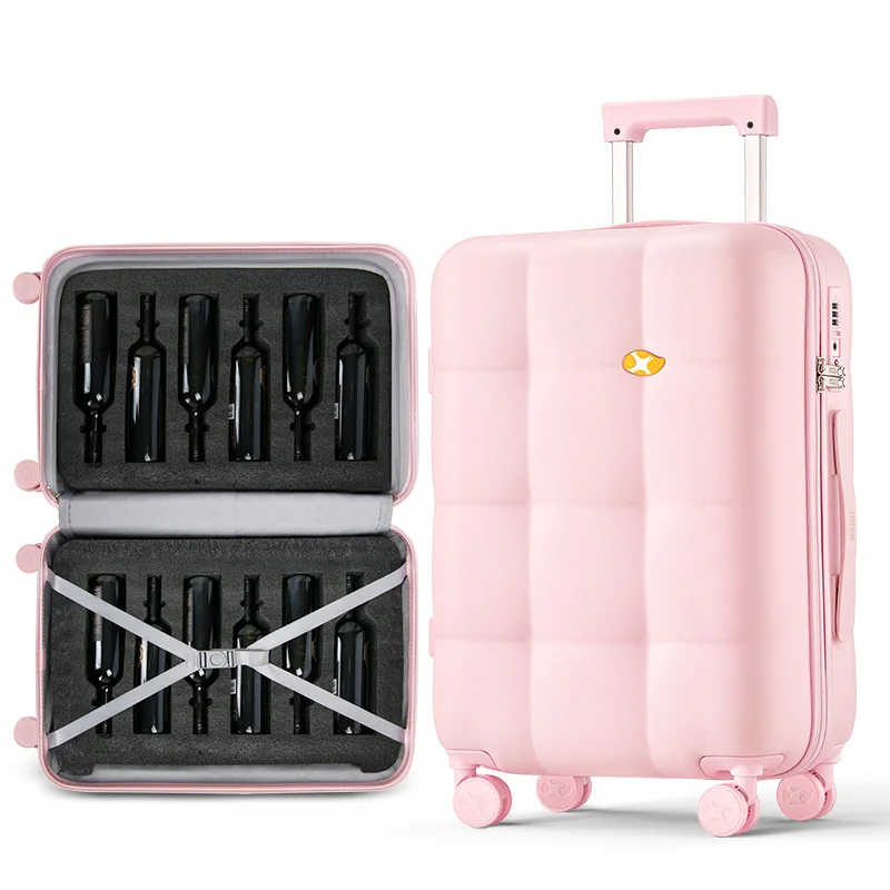 Hot sale Wine Connoisseurs 24 inch Protective Transport 10 Bottles 750ml Wine Suitcase 100% PC Trolley Luggage for Travel