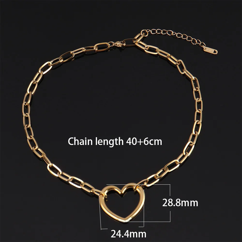 316L Stainless Steel Necklace For Women Choker Heart Clavicle Chain Necklaces Charm Heart Pendant Necklace Jewelry