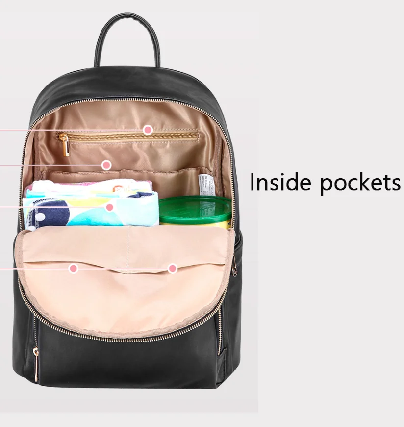 
Factory Custom Branded Design Micro Fiber Plain Diaper Backpack Travel Mummy bags with Insulated Bottle and Changing Nappy 