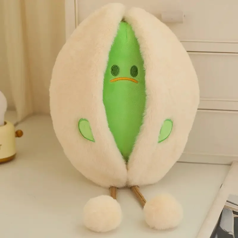 Cute Unisex Plush Nuts Toy Embroidered Stuffed Peanuts Pistachio Seeds Snow Pea Comforter for Children