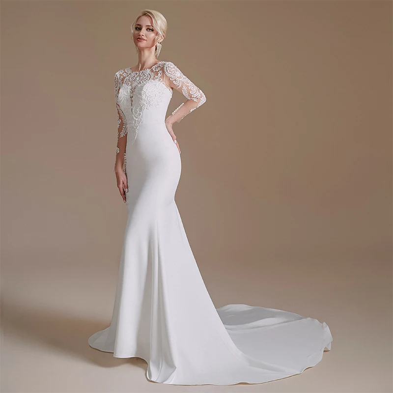 Hot sale unique mermaid silhouette vintage plus size elegante dress for wedding